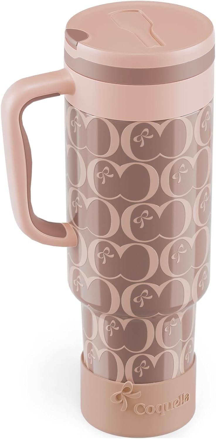 40 oz Insulated Tumbler with Handle and Push-Button Straw Lid